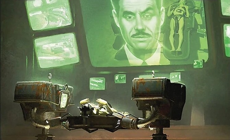 Mr. House oversees a delivery via Mr. House, President and CEO (Card #0421), Magic: The Gathering - Fallout (2024), Wizards of the Coast. Art by Joseph Meehan.