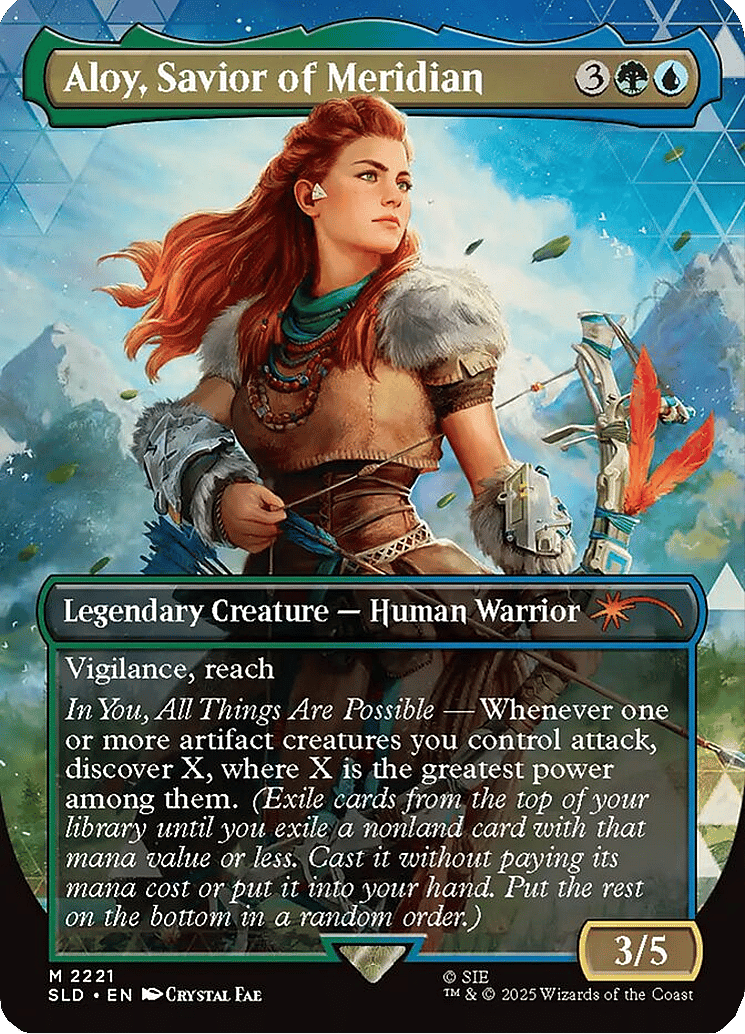 Aloy sets out to explore the Forbidden West, Savior of Meridian card #2221, Magic: The Gathering