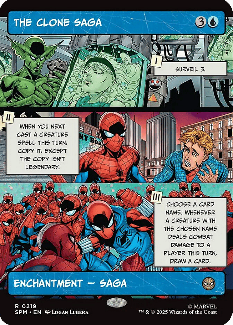 Peter Parker's life affected by Clone Saga via Card #219, Magic: The Gathering – Marvel's