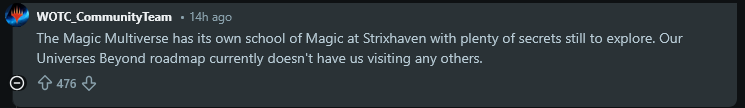 Wizards of the Coast confirms they have no plans for a 'Harry Potter' set for 'Magic: The Gathering' after Hasbro's acquisition of the license.