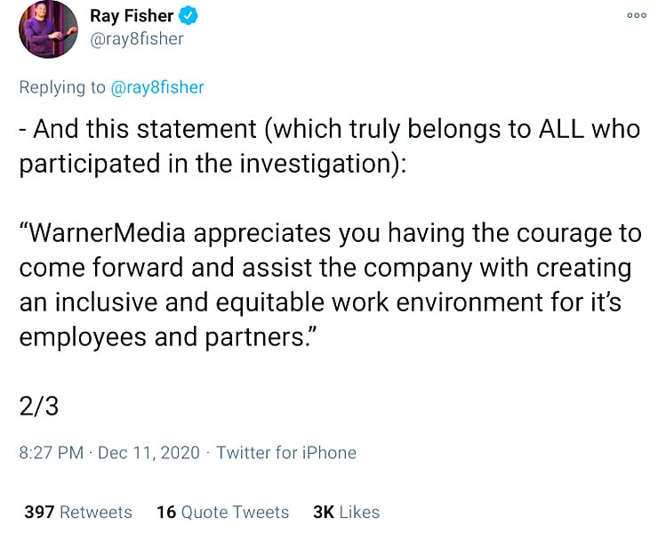 Screenshot-Ray Fisher-Warner investigation