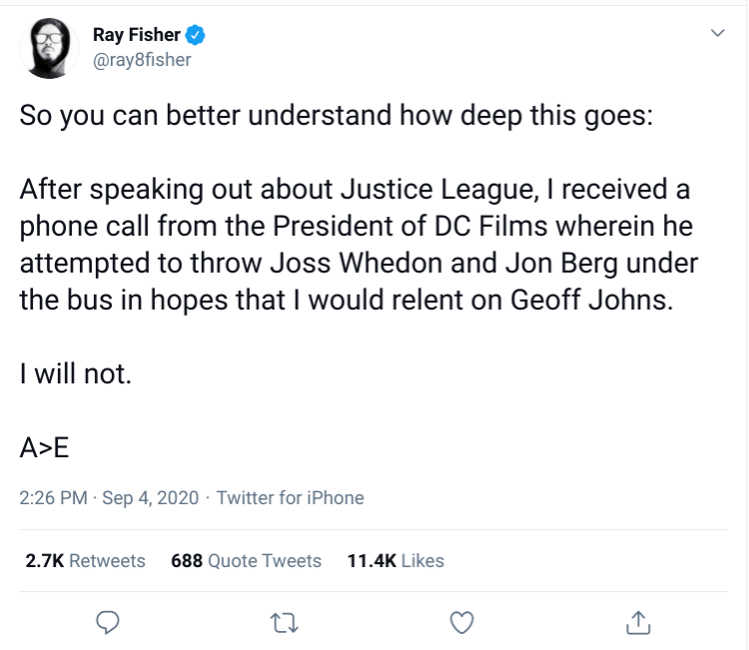 Warner Bros. Issues Statement on Ray Fisher's Accusations Against Joss Whedon and Geoff Johns as Actor Comes Forward with More Claims