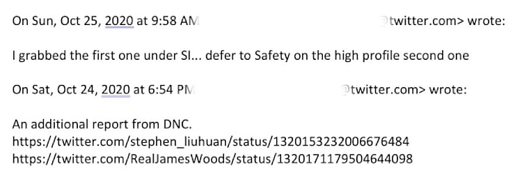 Matt Taibbi reveals an internal Twitter Email talking about blocking disfavored accounts