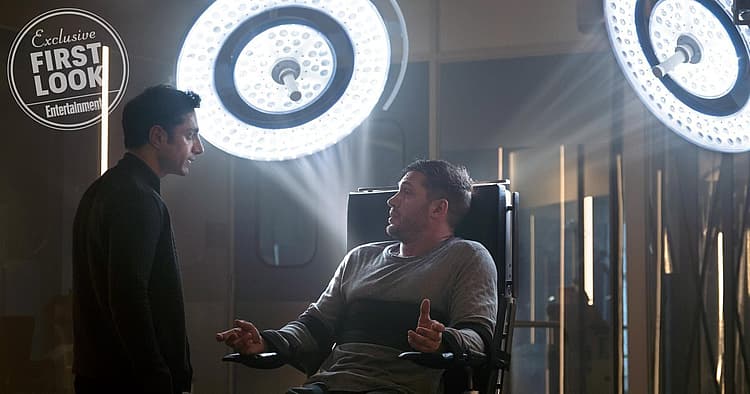 Tom Hardy and Riz Ahmed in "Venom" via Entertainment Weekly - Sony Pictures