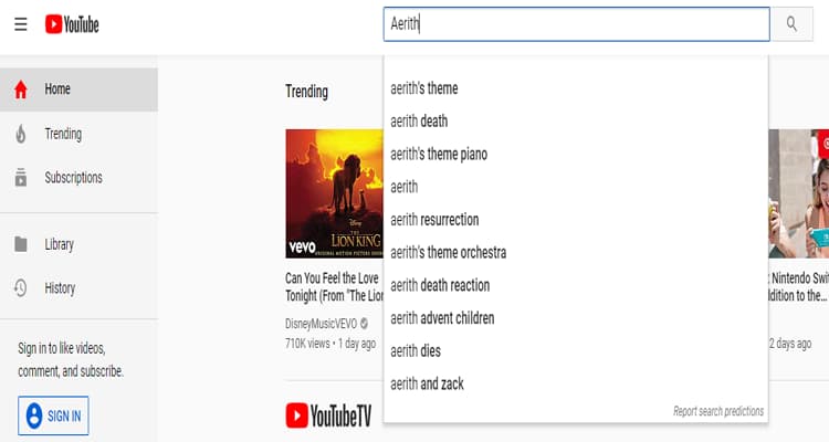 Tifa Lockhart Content Blocked from YouTube’s Auto-Fill Suggestions - Aerith Search Results