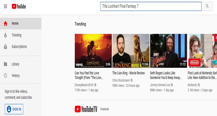 Tifa Lockhart Content Blocked from YouTube’s Auto-Fill Suggestions - Tifa Lockhart Final Fantasy 7 Search Results