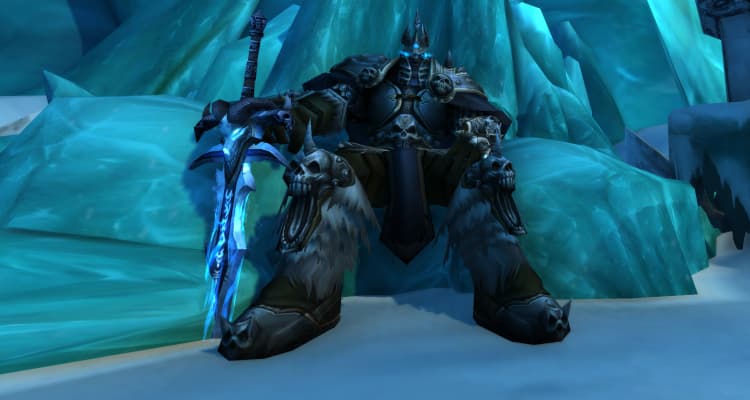 The Lich King Arthas (Michael McConnohie) oversees his frozen kingdom in World of Warcraft Classic (2019), Blizzard Entertainments