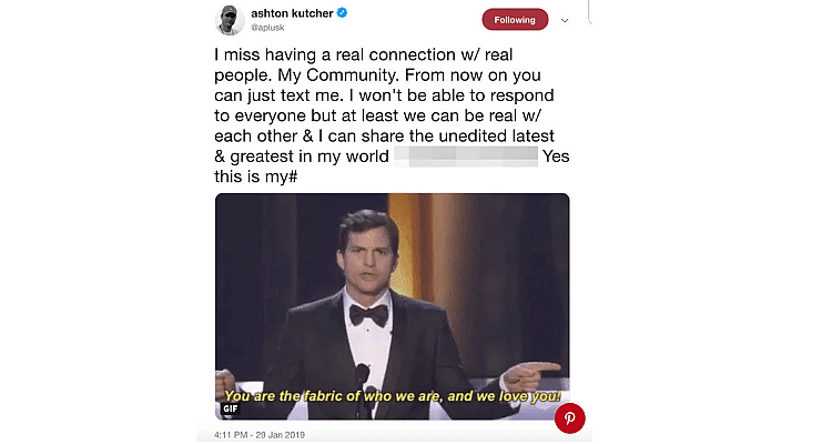 Ashton Kutcher Tweet