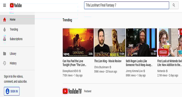 Tifa Lockhart Content Blocked from YouTube’s Auto-Fill Suggestions - Tifa Lockhart Final Fantasy 7 Search Results