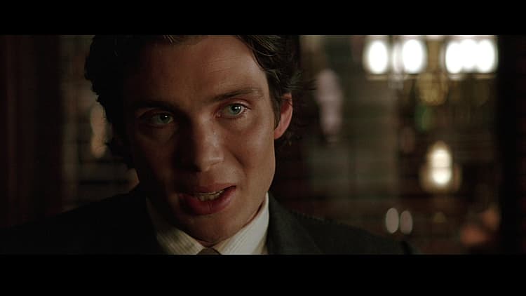 Jonathan Crane (Cillian Murphy) proposes to Carmine Falcone (Tom Wilkinson), Batman Begins