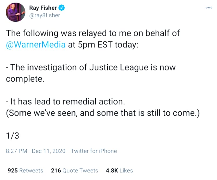 Screenshot-Ray Fisher-Warner-Remedial Action