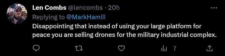 Len Combs accuses Hamill of carrying water for the military industrial complex.