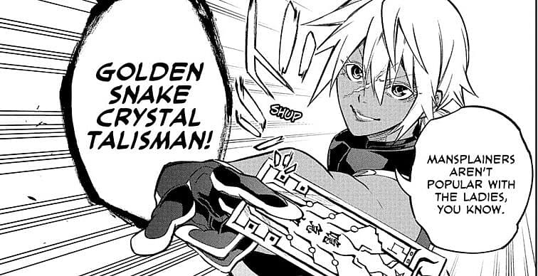 Shizuru Ioroi accuses her friends of mansplaining in Twin Star Exorcists Chapter 117 "The Burden of