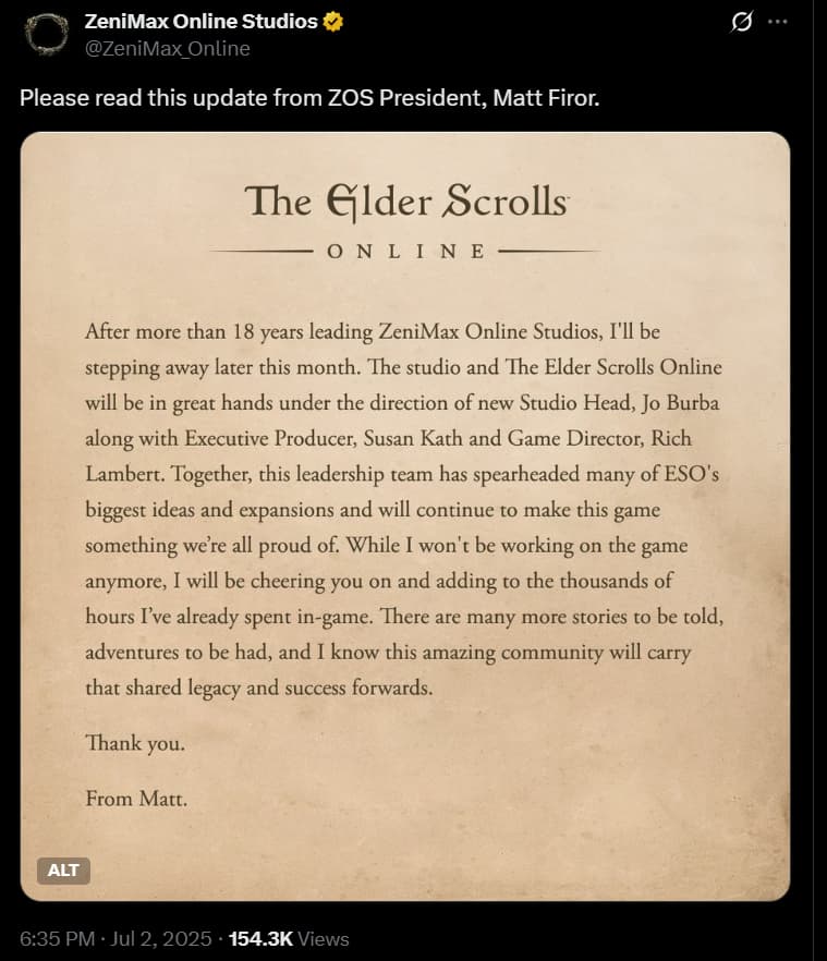 ZeniMax Online Studios on X