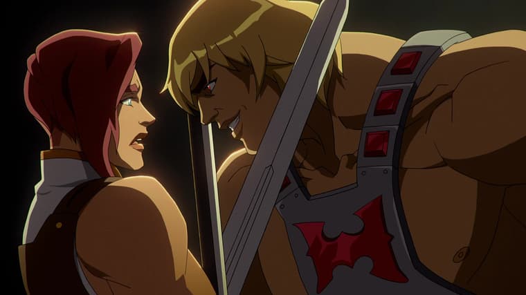 Teela (Sarah Michelle Gellar) clashes with a malicious vision of He-Man (Chris Wood) in Masters of the Universe Revelation Season 1 Episode 2 