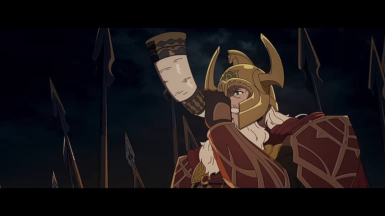 King Helm Hammerhand (Brian Cox) summons the Riders of Rohan in The Lord of the Rings: The War of