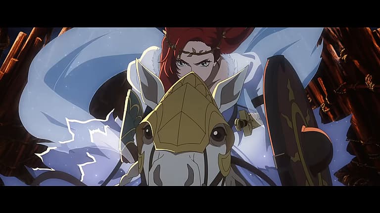 Hèra rides into battle in The Lord of the Rings: The War of the Rohirrim (2024), Warner Bros