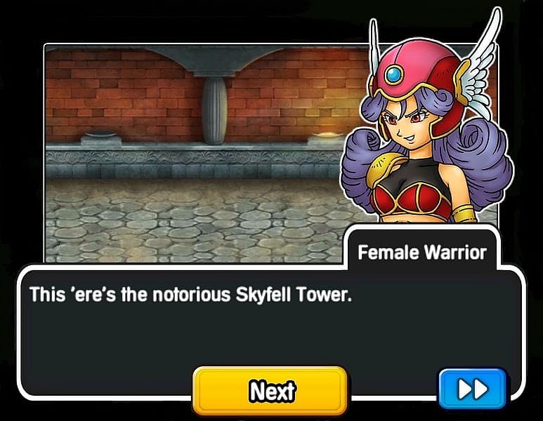 The female Warrior from 'Dragon Quest III' welcomes the player to their next challenge in Dragon Quest Stars (2015), Square Enix