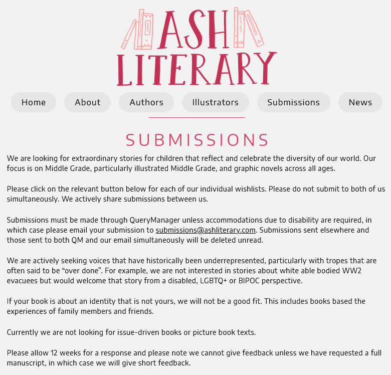 The Ash Literary informs the public what they are looking for from their authors