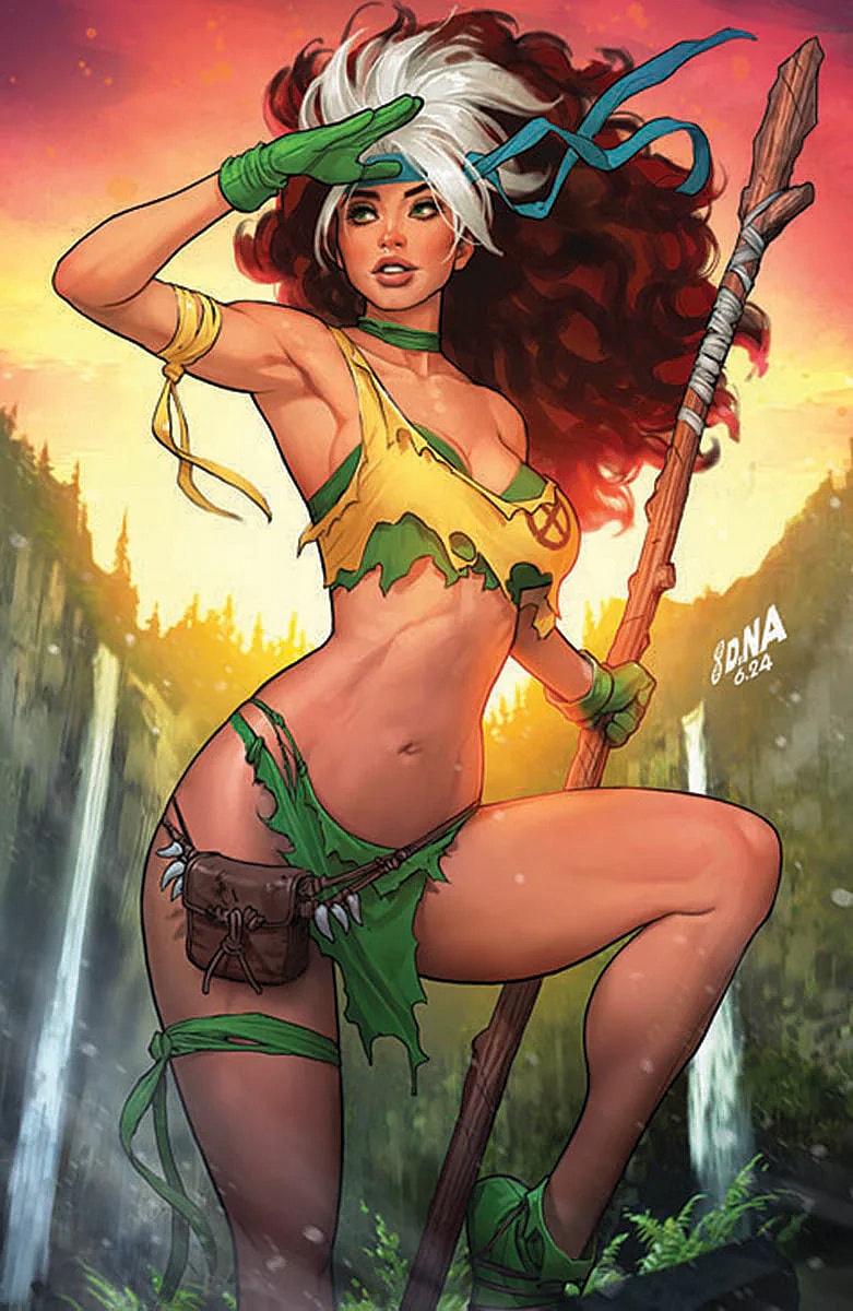 Rogue looks out over the Savage Land on David Nakayama's variant cover to the facsimile release of Uncanny X-Men Vol. 1 #269 "Rogue Redux" (1990), Marvel Comics