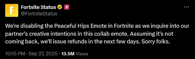 'Fortnite' disables their Peacemaker 'Peaceful Hips' emote thanks to show's Season 2 Earth-X reveal.
