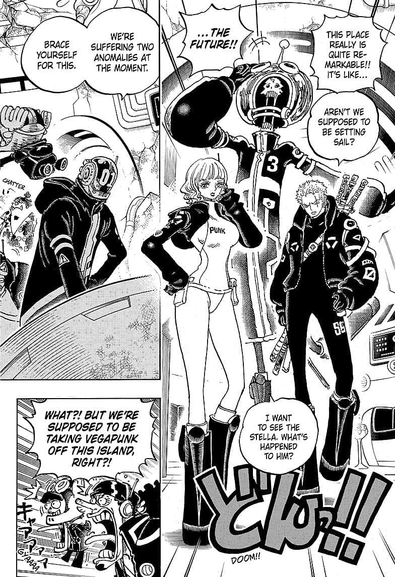 Stussy, Zoro, and Brook get fresh clothes in One Piece Chapter 1074 (2023), Shueisha, by Eiichiro