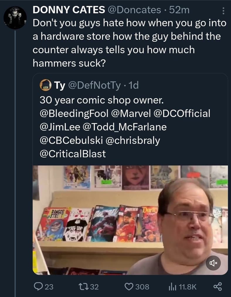 Donny Cates weighs in on The Comic Palace owner Glenn O'Leary's criticism of the industry