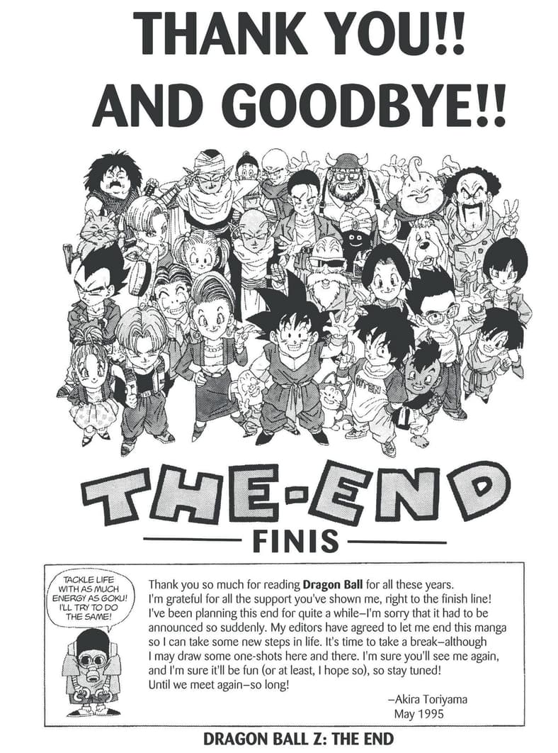 Akira Toriyama says farewell to Goku and friends in Dragon Ball Chapter 325 (1995), Shueisha