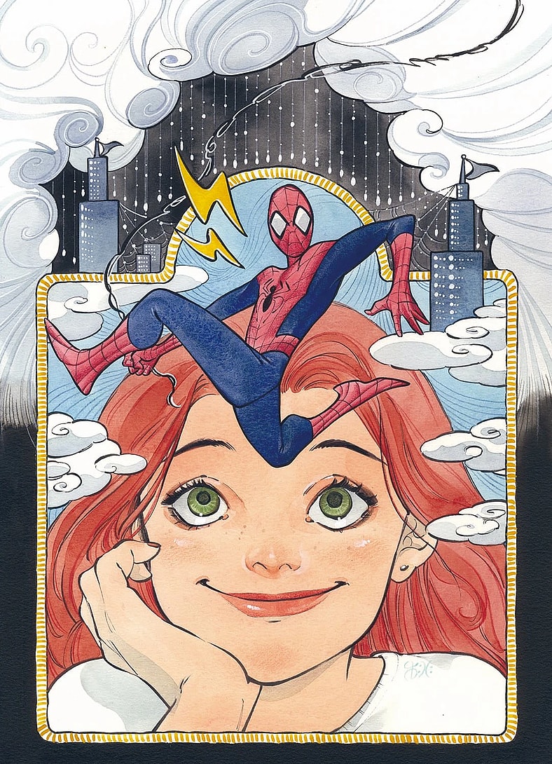 Mary-Jane can't get her mind off of Spider-Man on Peach Momoko's Fan Expo Boston variant cover to Amazing Spider-Man Vol. 6 #32 (2023), Marvel Comics
