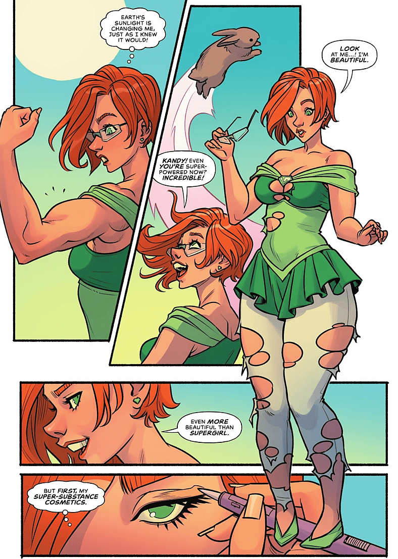 Lesa-Lar receives her first taste of yellow sunlight in Supergirl Vol. 8 #2 "Misadventures in Midvale, Part 2" (2025), DC. Words by Sophie Campbell, art by Sophie Campbell, Tamra Bonvillain, and Becca Carey.