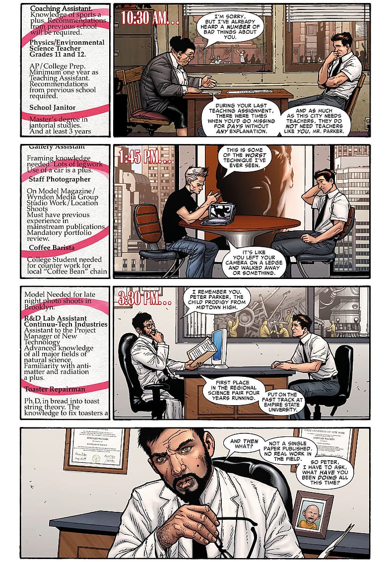 Peter Parker job hunting, Amazing Spider-Man Vol. 1 #546 "Brand New Day" (2008), Marvel Comics