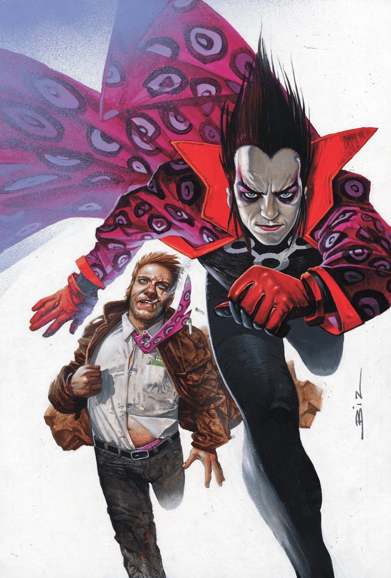 John Constantine chases Shade the Changing Man on Simon Bisley's cover to Hellblazer Vol. 1 #270