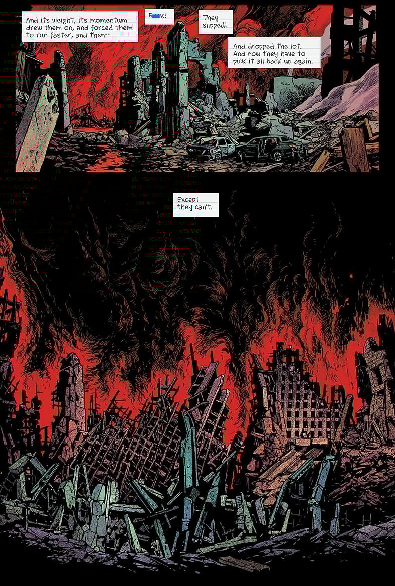 The gloomy monologue continues in The War (2025). Words by Garth Ennis. Art by Becky Cloonan. BOOM! Studios.