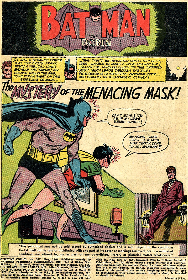 Batman of Earth-1 makes his Post-Crisis debut in Detective Comics Vol. 1 #327 (1964), DC