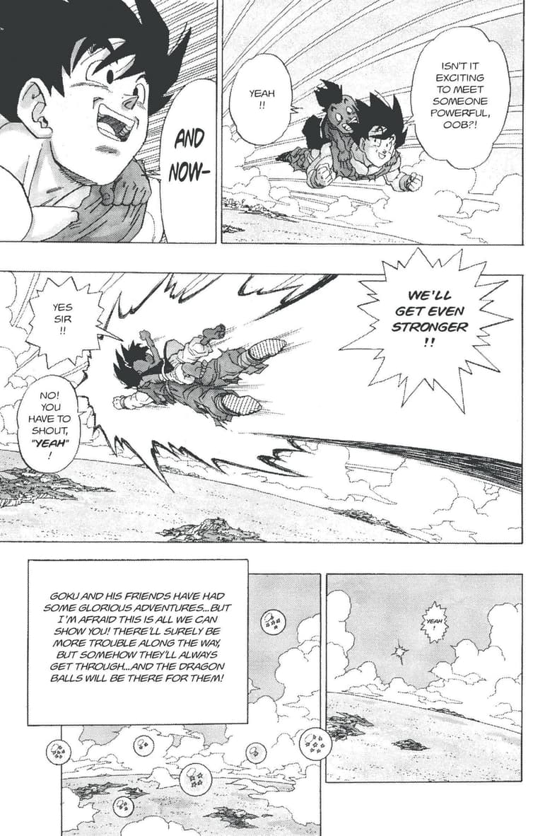 Goku and Uub fly off in search of new adventures in Dragon Ball Chapter 325, Shueisha