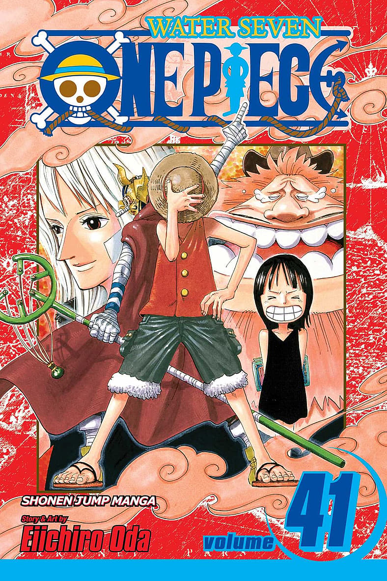 Luffy and Sogeking stand ahead of Robin's past on Eiichiro Oda's cover to One Piece Vol. 41