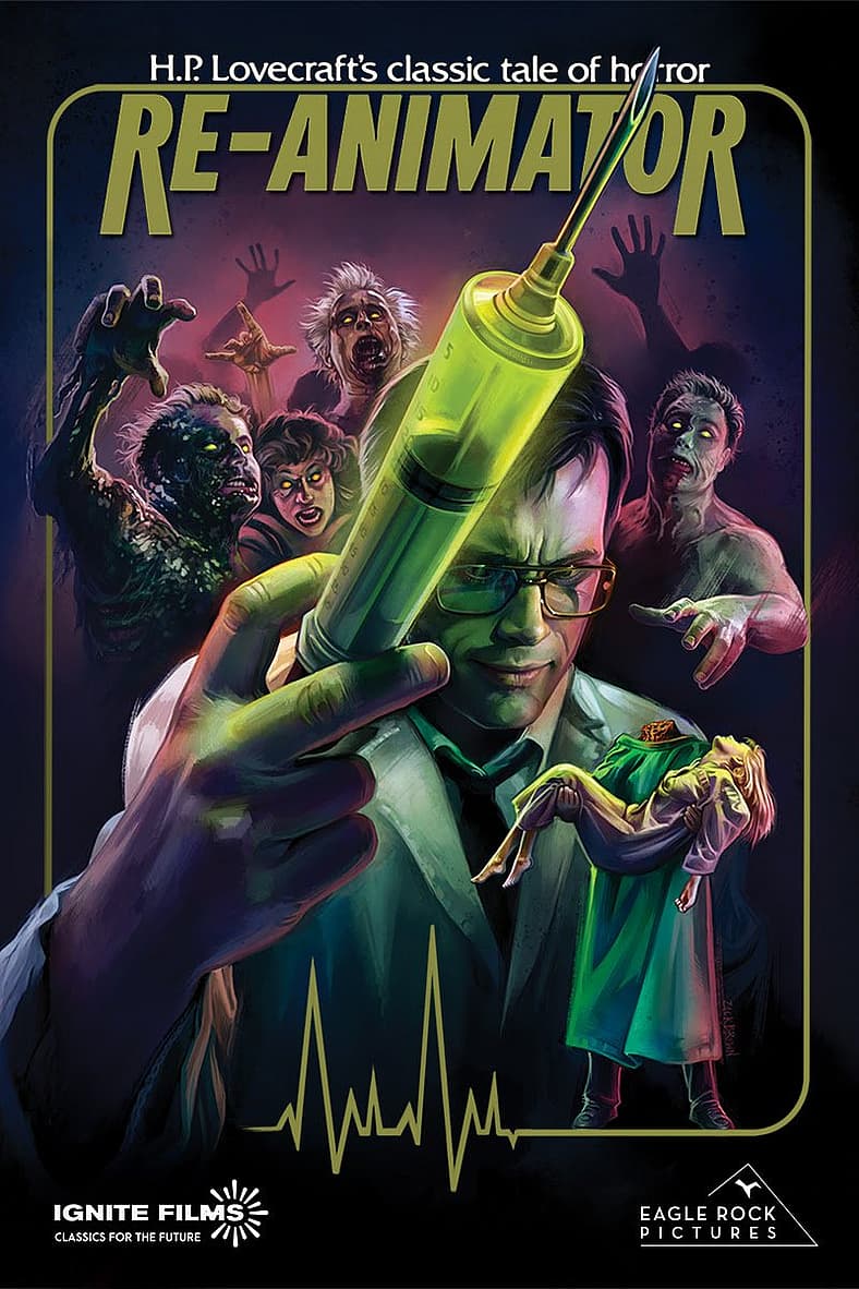 The poster for Ignite Films' 4K Restoration of Re-Animator (1985), Empire International Pictures