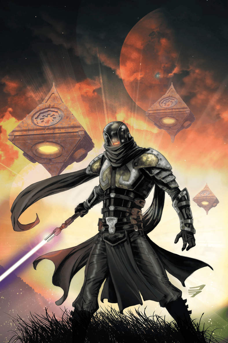 Xesh heralds the Tho Yor Arrival on Jan Duursema's cover to Star Wars: Dawn of the Jedi - Force