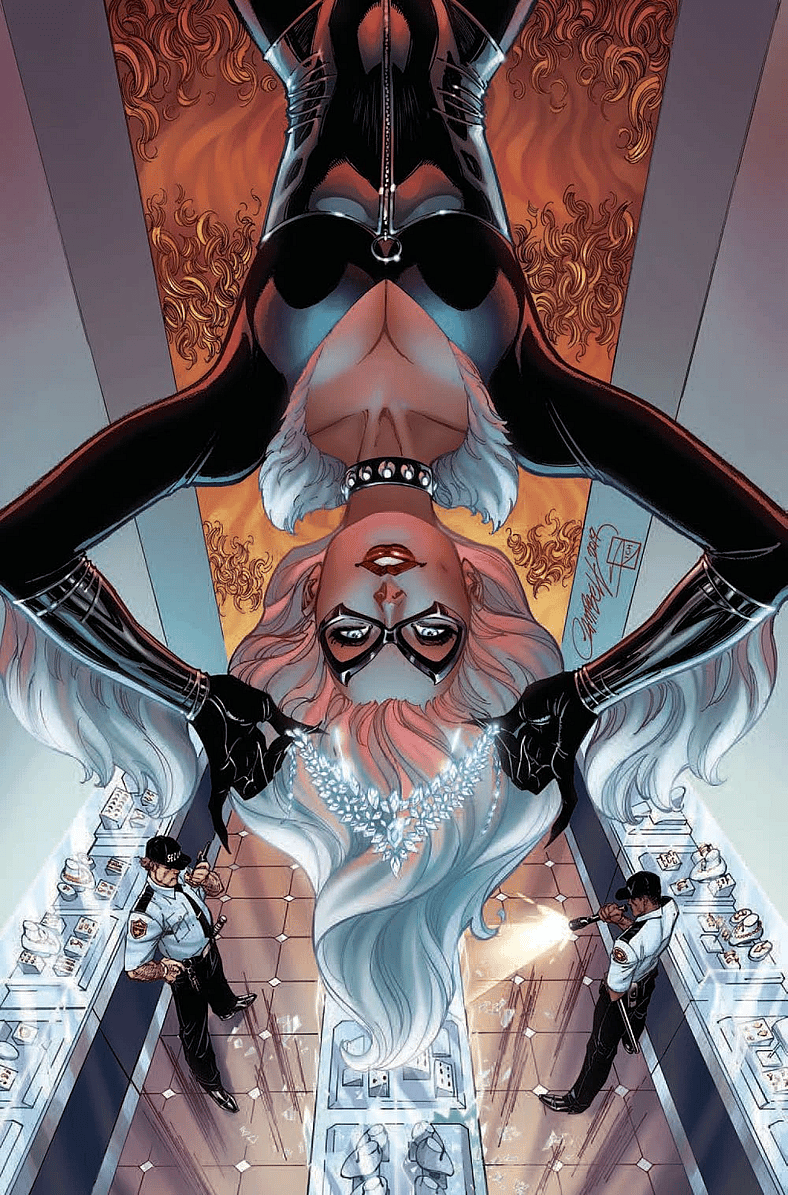 Black Cat pulls off another heist on J. Scott Campbell's cover to Black Cat Vol. 1 #2 (2019)