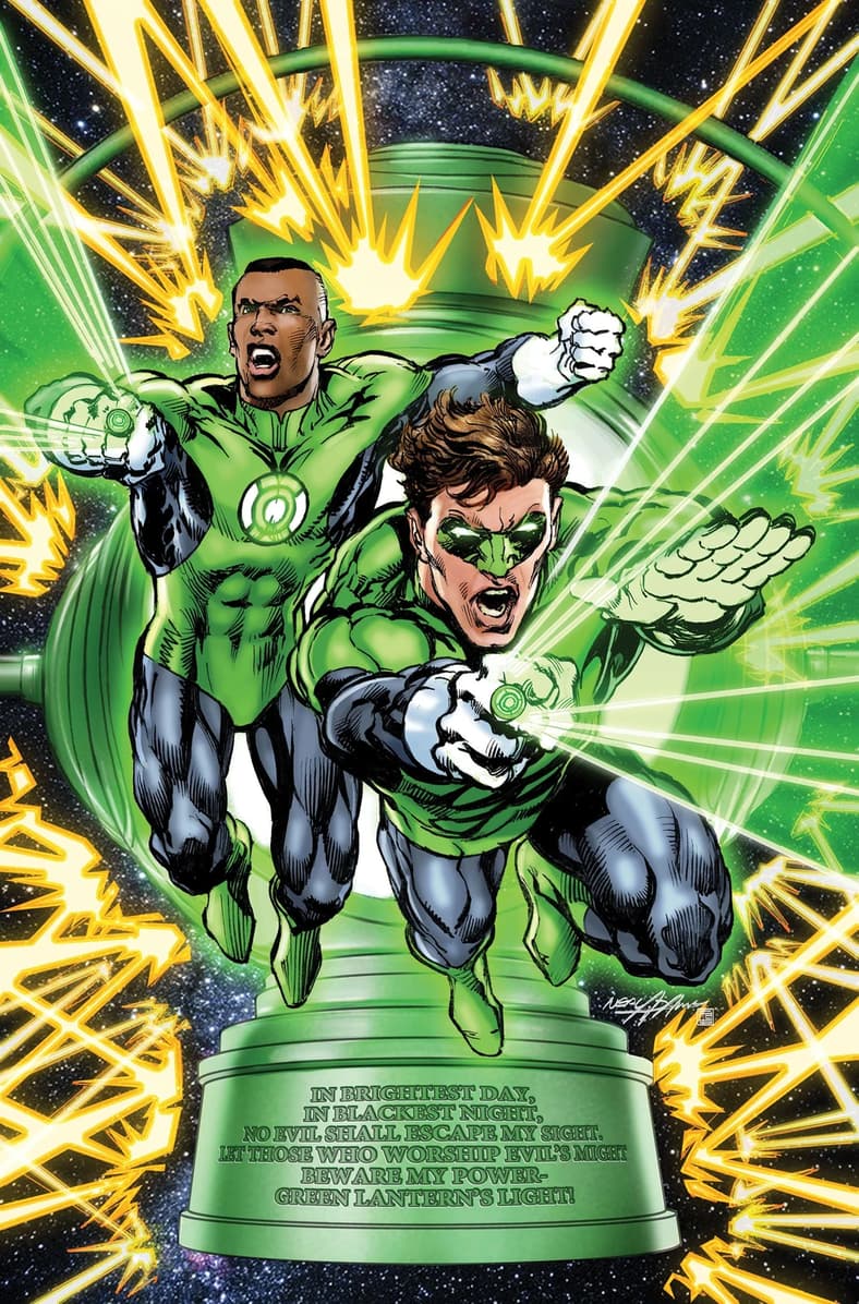 Hal Jordan and John Stewart unleash their power on Neal Adams' variant cover to Green Lantern 80th Anniversary 100-Page Super Spectacular Vol. 1 #1 (2020), DC