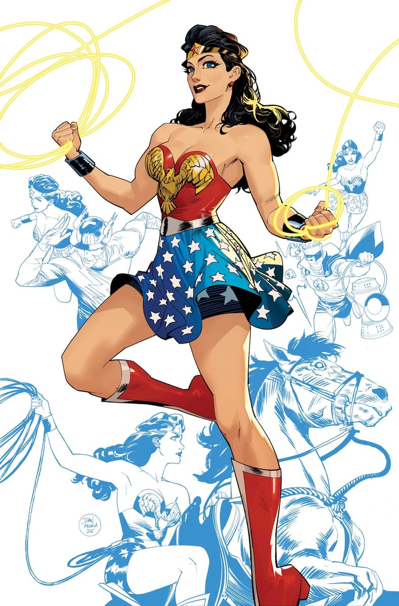 Wonder Woman enters the fray on Dan Mora's variant cover to New History of the DC Universe Vol. 1 #1 (2025), DC