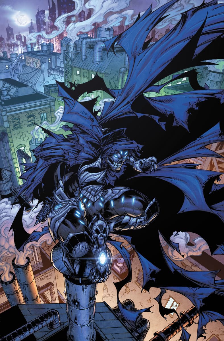 Kobolt City has a new protector in Deathshroud: Forged in Shadows: Part One (2023), Dream Key Studios. Words by Chad Larsson, art by V Ken Marion, Andrew Dalhouse, and Sinisa Matic.