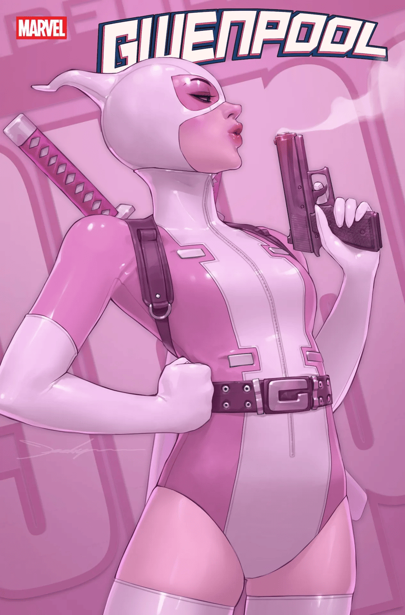 Gwenpool returns to put a stop to her new doppelganger on Jeehyung Lee's variant cover to Gwenpool Vol. 1 #1 (2025), Marvel Comics