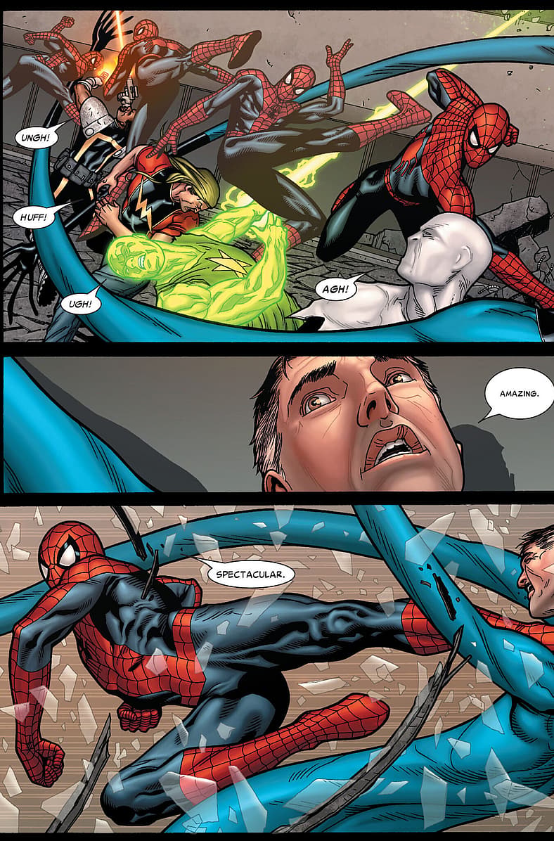 Mr. Fantastic realizes Spider-Man is the true threat in Civil War Vol. 1 #7 (2007), Marvel Comics