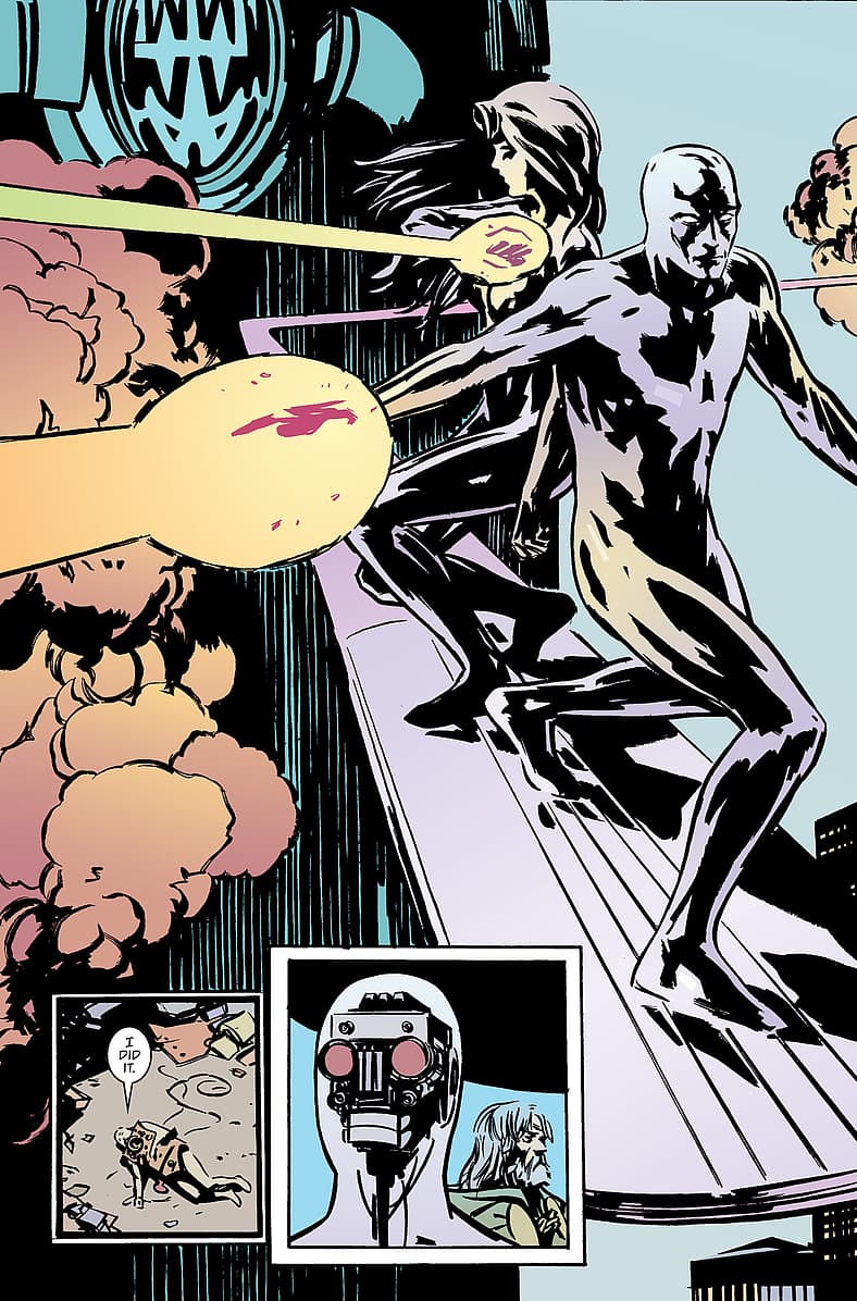 Silver Surfers stand defiant against Celestials in Earth X Vol. 1 #12 (2000), Marvel Comics