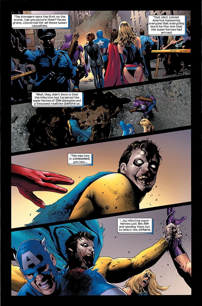 Reed Richards of Earth-2149 tells zombie plague story in Ultimate Fantastic Four Vol. 1 #22