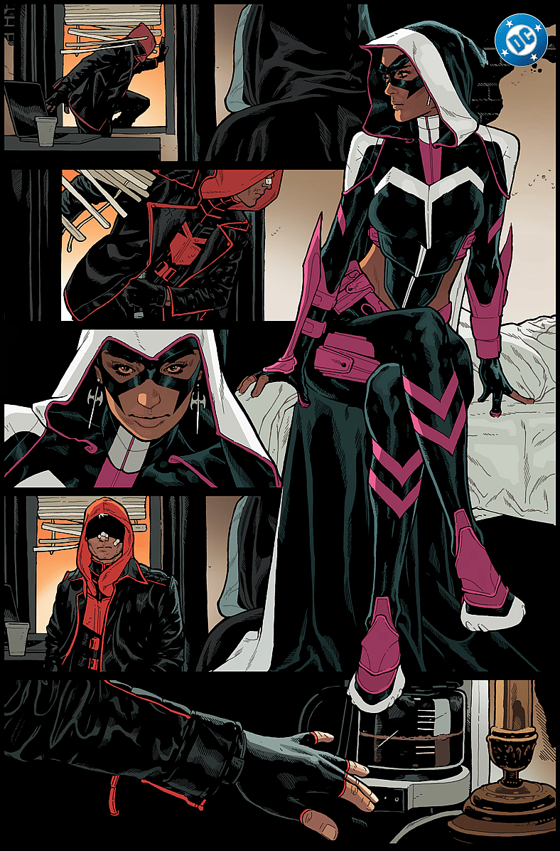 Jason Todd receives a surprise visit from The Huntress in Red Hood Vol. 2 #1 (2025), DC. Words by Gretchen Felker-Martin, art by Jeff Spokes.