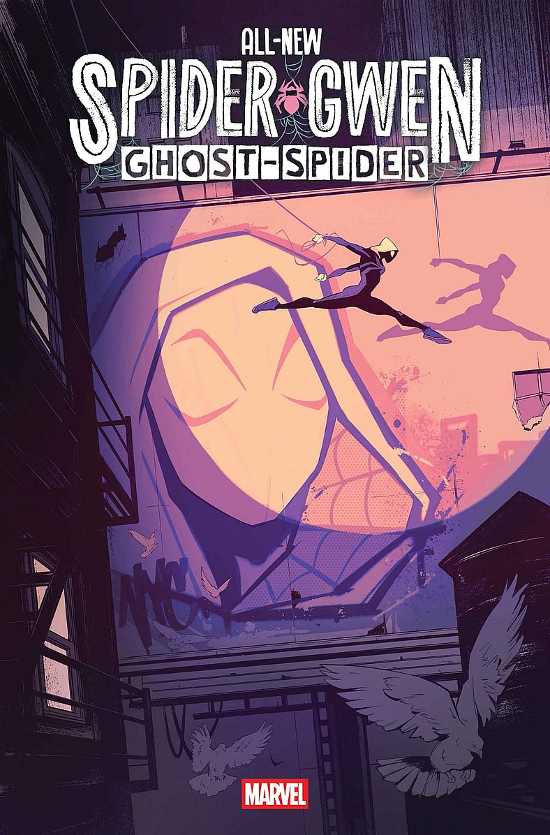 Gwen Stacy dances across the NYC skyline on Nogi San's variant cover to All-New Spider-Gwen Vol. 1 #1 (2025), Marvel Comics