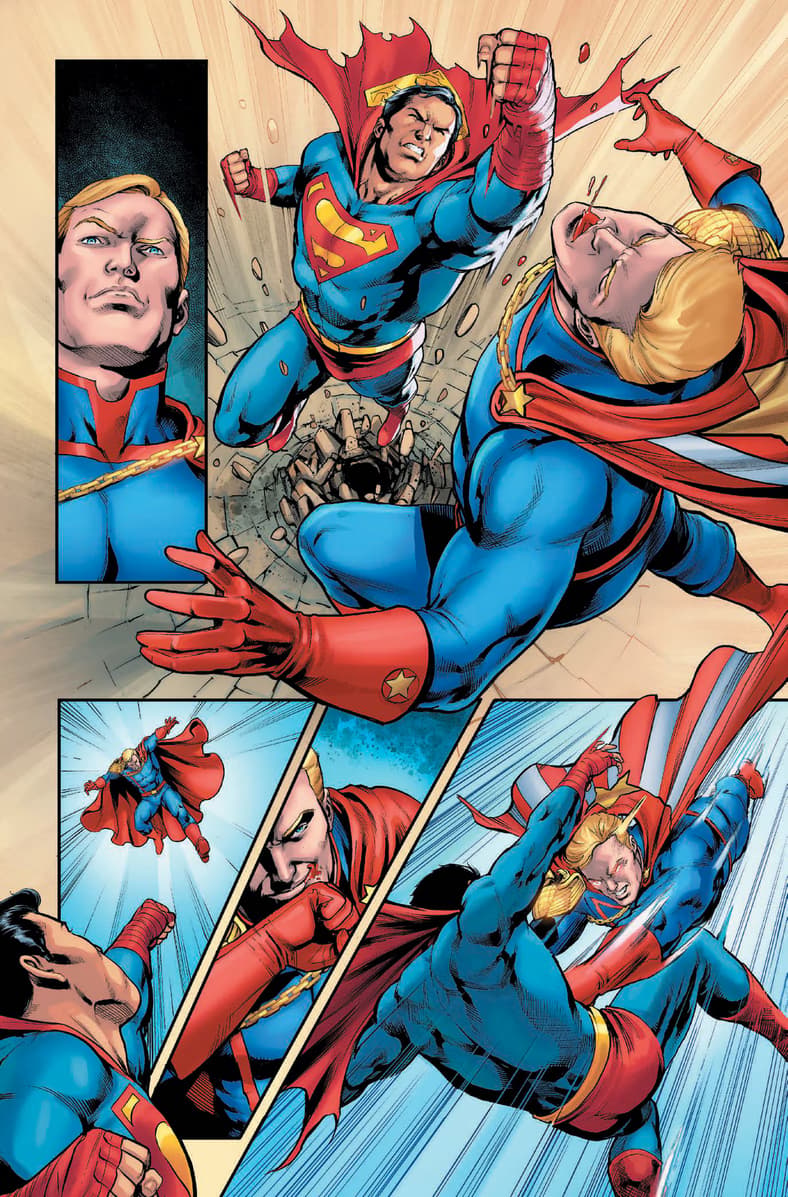 Superman makes quick work of Homelander in DC K.O.: Boss Battle Vol. 1 #1 (2026), DC. Words by Jeremy Adams, art by Ronan Cliquet, Carmine Di Gianddomenico, Kieran McKeown, and Pablo M. Collar, and Hi-Fi.