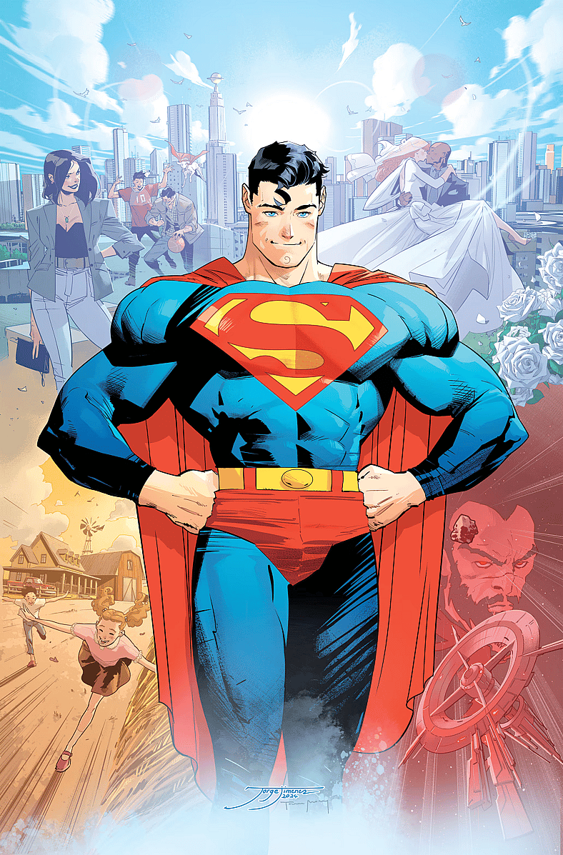 Superman stands tall on Dan Mora's cover to the Summer of Superman Special Vol. 1 #1 (2025), DC